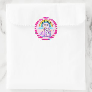 Cute Rainbow and Unicorn 4th Birthday Sticker