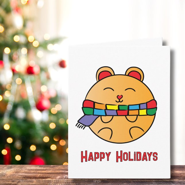 Cute Rainbow Animal Cartoon Happy Holidays Modern  Card (Creator Uploaded)