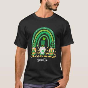 Cute Rainbow Auntie Gnome St Patricks Day Matching T-Shirt