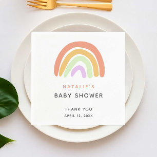 Cute Rainbow Baby Shower Elegant Simple Peach Napkin