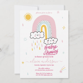 Cute Rainbow Baby Shower Invitation