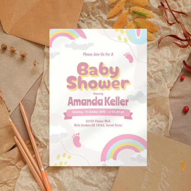 Cute Rainbow Baby Shower Invitation (Creator Uploaded)