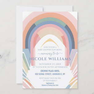 Cute Rainbow Baby Shower Minimalist Pastel RSVP Invitation