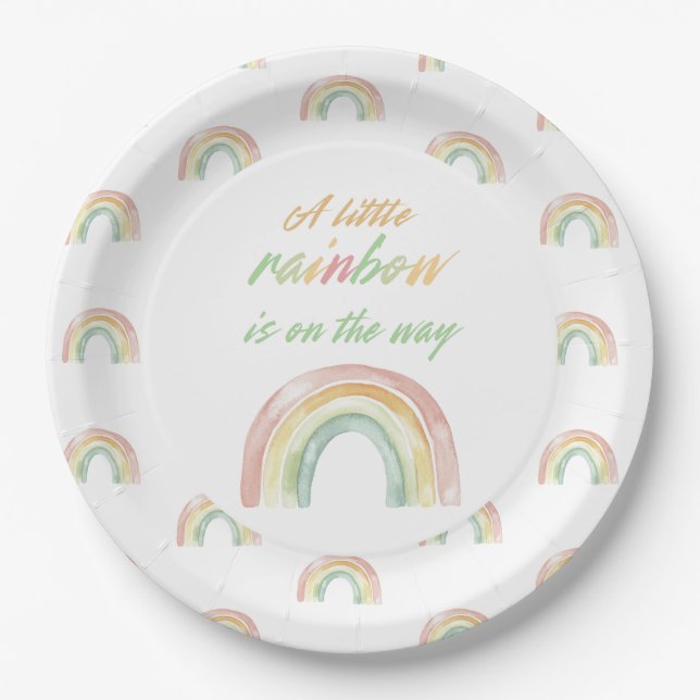 Cute Rainbow Baby Shower Paper Plate (Front)
