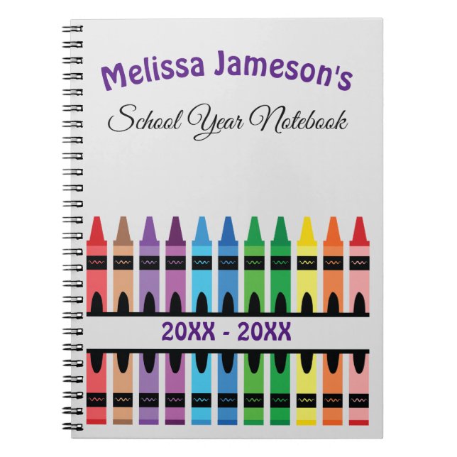 Cute Rainbow Back to School Crayon Notebook (Front)