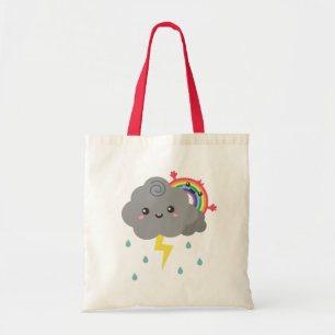 Cute Rainbow Behind Every Dark Cloud, Cheerful Tote Bag