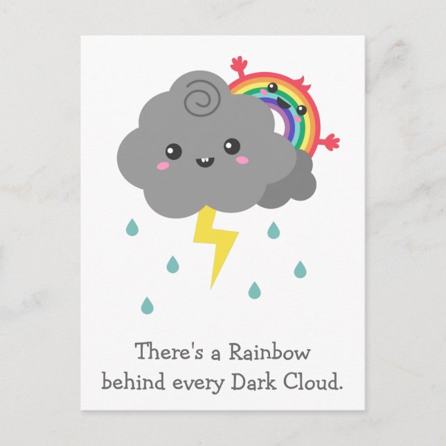 Cute Rainbow Behind Every Dark Cloud Postcard (Front)