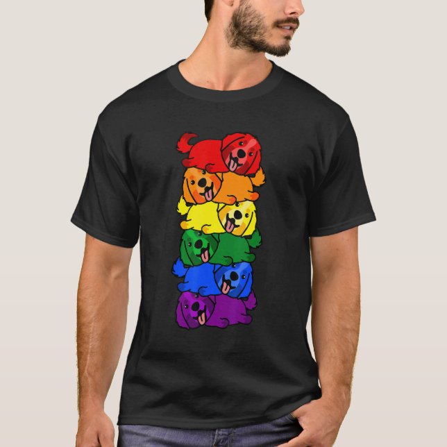 Cute Rainbow Bernese Mountain Gay Pride Lgbt Puppy T-Shirt (Front)