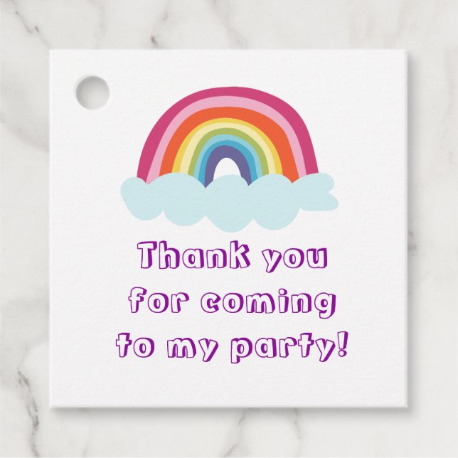 Cute Rainbow Birthday Favour Tags (Front)