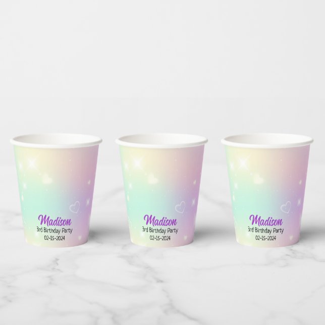 Cute Rainbow Birthday  Paper Cups (Multi)