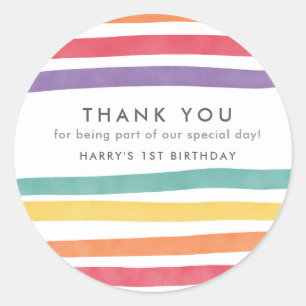 Cute Rainbow Birthday Party Thank You Stickers