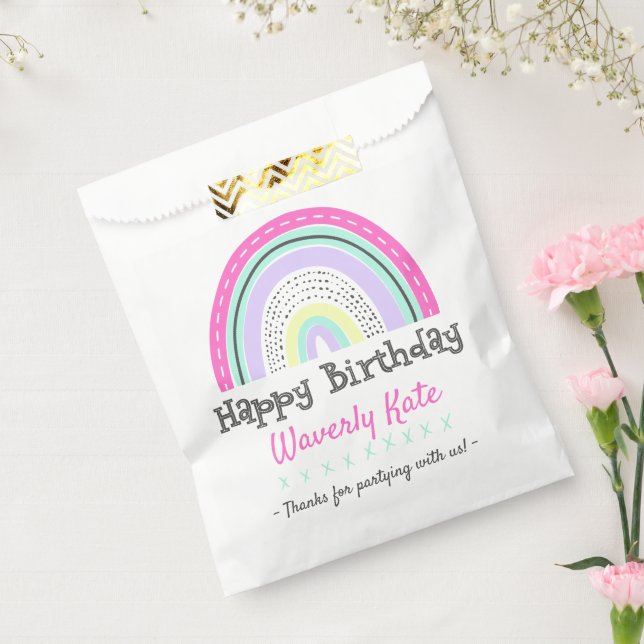 Cute Rainbow Birthday Party With Child's Name Favour Bag (Sealed)