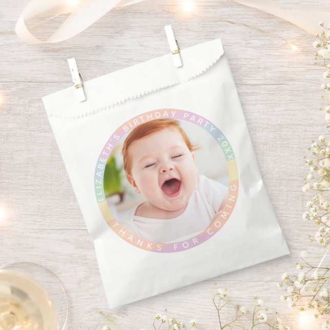 Cute Rainbow Birthday Thanks For Coming Photo Favour Bag (Clipped)