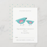 Cute Rainbow Blue Birdy Diaper Raffle Baby Shower