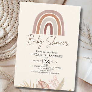 Cute Rainbow Boho Baby Shower Invitation
