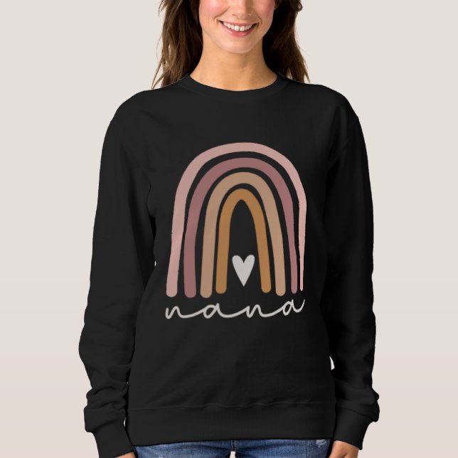 Cute Rainbow Boho Nana Minimal Pocket Heart Grandm Sweatshirt (Front)