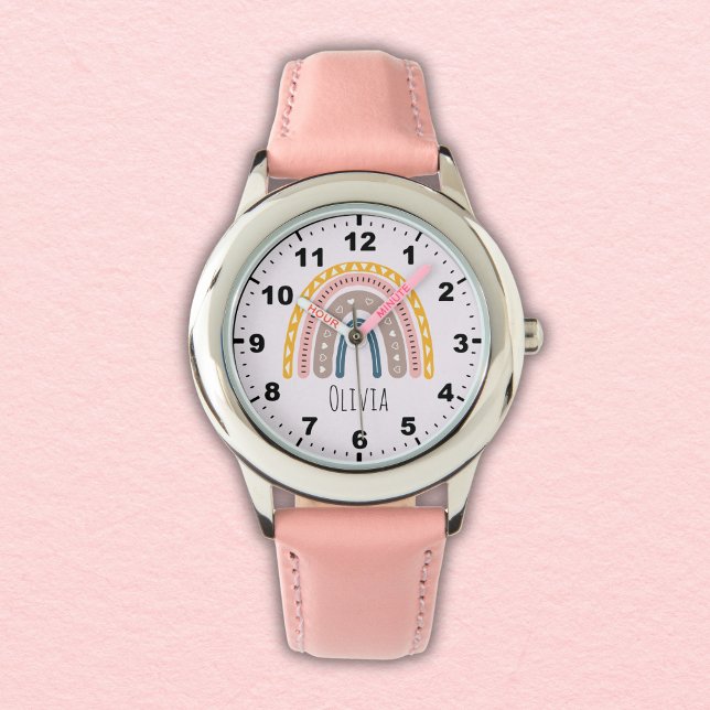 Cute Rainbow Boho Watercolor Multicolor Watch (Creator Uploaded)