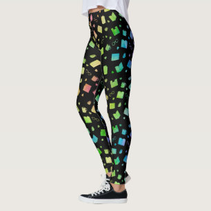 Cute Rainbow Book and Reading Pattern Leggings
