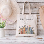 Cute Rainbow Bookshelf & Books Teacher Monogram Tote Bag<br><div class="desc">Surprise the teacher in your life or treat yourself (if you're the teacher) with this adorable monogram tote bag featuring a beautiful watercolor illustration of books on a bookshelf. You're my hero, teacher. Perfect present for your favourite grade school teacher for Christmas, Back to School, Year End or Teacher Appreciation...</div>