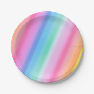 Cute Rainbow Bright and Colorful Birthday Paper Plate