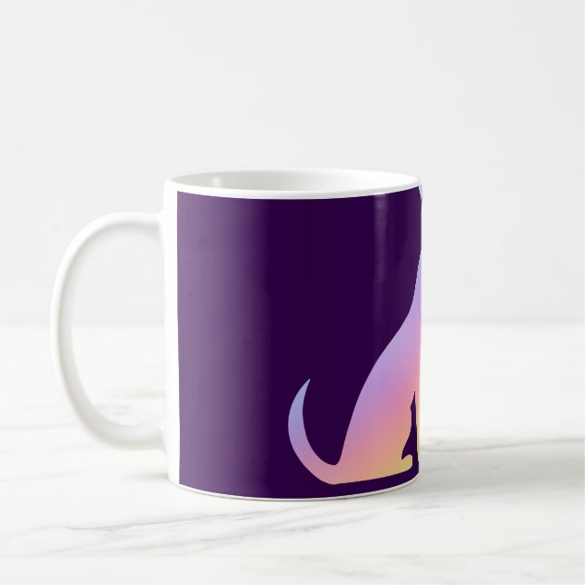 Cute Rainbow Cat and Dog Silhouette Love Purple To Coffee Mug (Left)