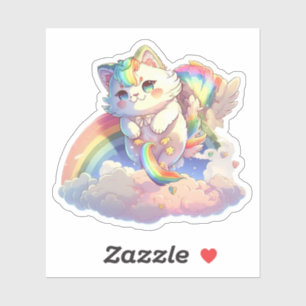 Cute Rainbow Cat Custom-Cut Vinyl Stickers