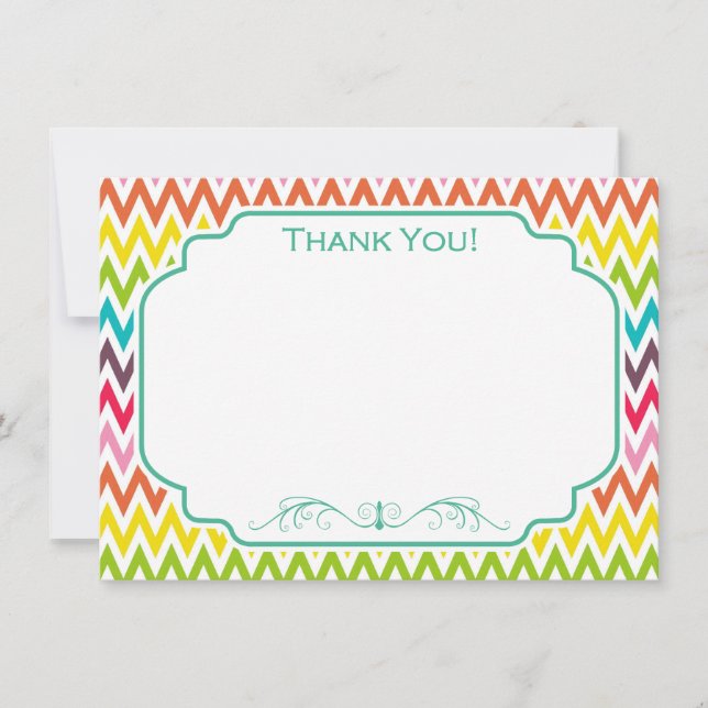 Cute Rainbow Chevron Stripes Note Card (Front)