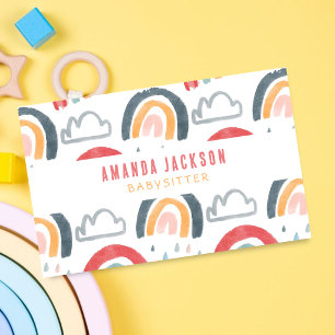 Cute Rainbow Childcare Daycare Babysitting Kids  Business Card