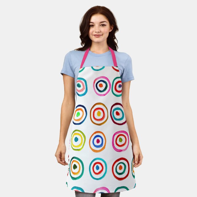 Cute rainbow circles white simple apron (Worn)