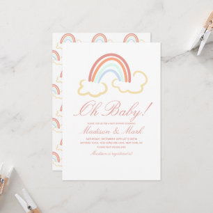 Cute Rainbow Cloud Doodle Baby Shower Invitation