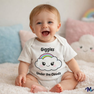 Cute Rainbow Cloud Kawaii Baby Illustration Bodysuit
