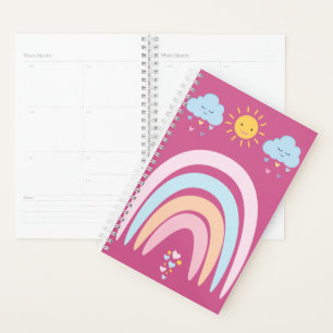 Cute Rainbow & Clouds Kids Design Happy Pastel N Planner