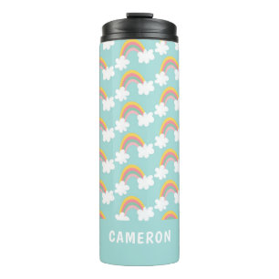 Cute Rainbow Clouds Personalised Thermal Tumbler