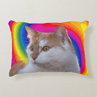 Cute Rainbow Colorful Cat Photo Decorative Cushion