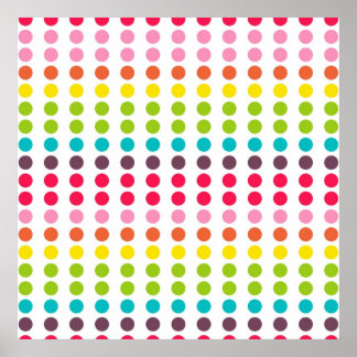 Cute Rainbow Coloured Polka Dots Poster