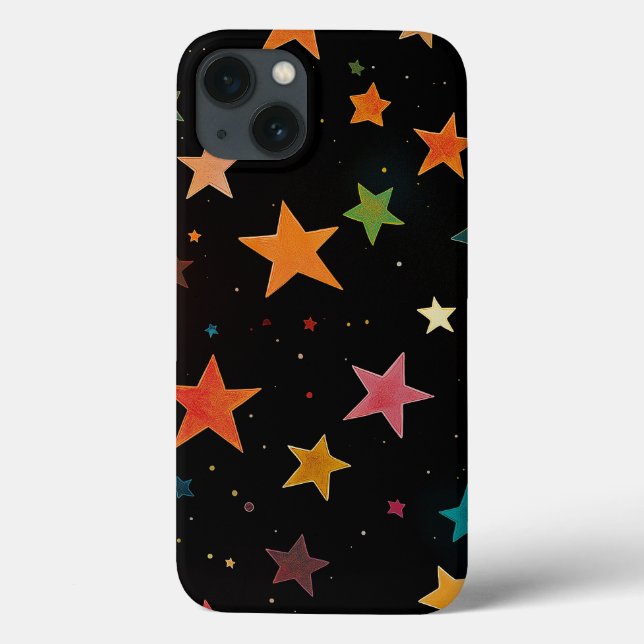 Cute Rainbow Coloured Stars Galaxy Black Backgroun Case-Mate iPhone Case (Back)
