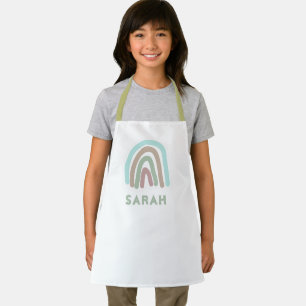 Cute Rainbow Colourful Kids Name  Apron