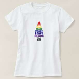 Cute Rainbow Colours Christmas Peace Tree White T-Shirt