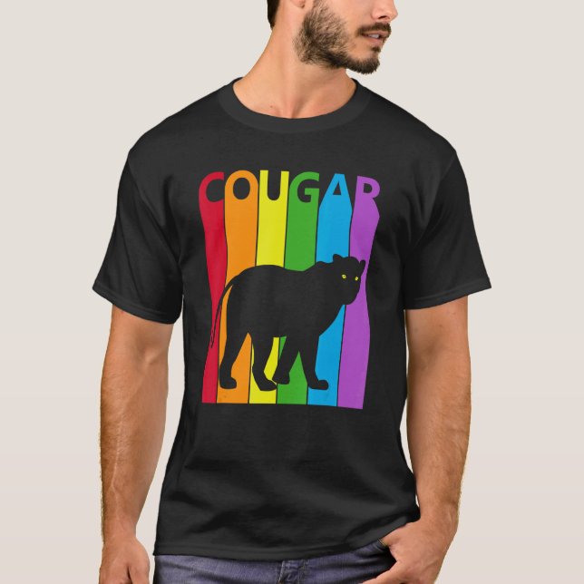 Cute Rainbow Cougar animal T-Shirt (Front)