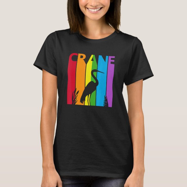 Cute Rainbow Crane Bird T-Shirt (Front)