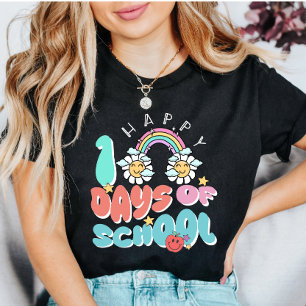 Cute rainbow Daisies Happy 100 Days of School T-Shirt