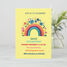 Cute Rainbow Design Birthday Invitation Card