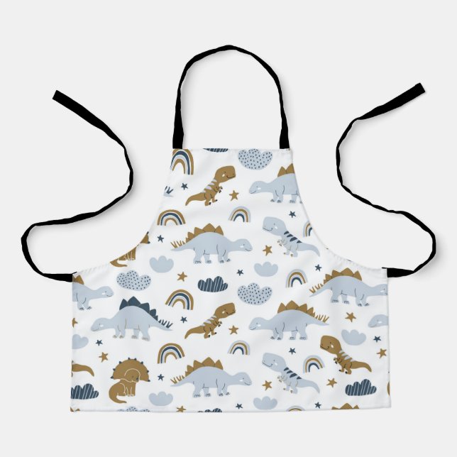 Cute Rainbow Dinosaur Pattern Apron (Front)