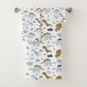 Cute Rainbow Dinosaur Pattern Bath Towel Set