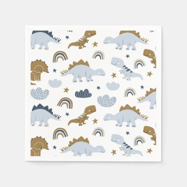 Cute Rainbow Dinosaur Pattern Napkin (Front)