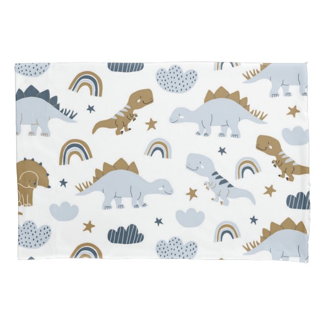 Cute Rainbow Dinosaur Pattern Pillowcase (Front)