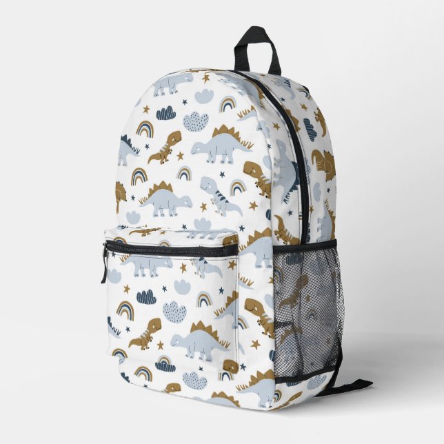 Cute Rainbow Dinosaur Pattern Printed Backpack (Back Corner Right)