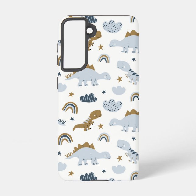 Cute Rainbow Dinosaur Pattern Samsung Galaxy S21 Case (Back)