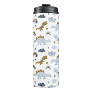 Cute Rainbow Dinosaur Pattern Thermal Tumbler