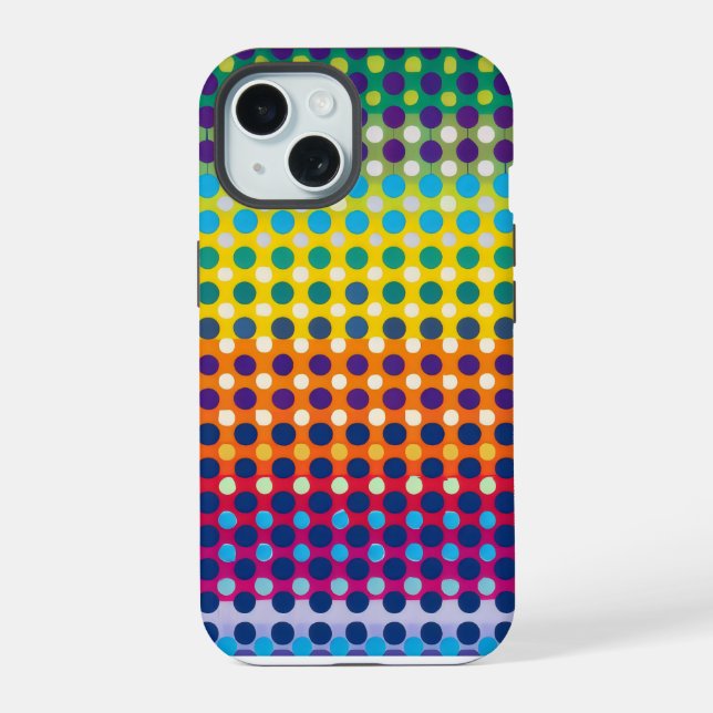 Cute Rainbow Dot Pattern iPhone 15 Case (Back)